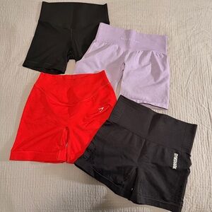 Gymshark and NVGTN set of Athletic Shorts in Black, Red, and Lavender Size Small